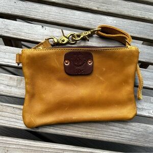 Yellow Leather Hip Belt Bag with Brass Hardware by RIVET